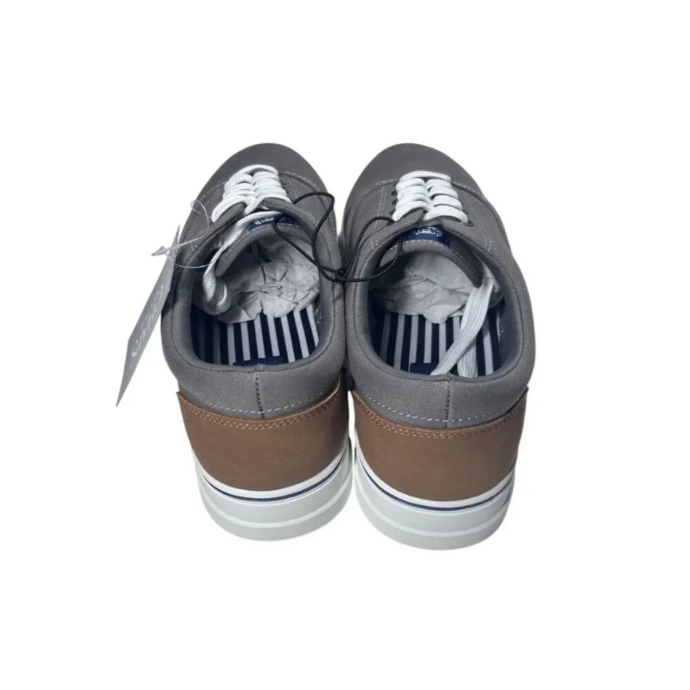 Chaps Mens Chace Low-Top Canvas Sneakers With Brown Heel Lace Up Size ‎ 10 NEW